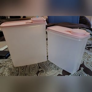 Tupperware Pantry Cereal Keepers Vintage Containers 469& 1588 Pink Seals